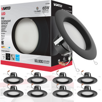 Thumbnail for Satco S11835 - 9 Watt LED Downlight Retrofit; CCT Selectable; Black (8 Pack)
