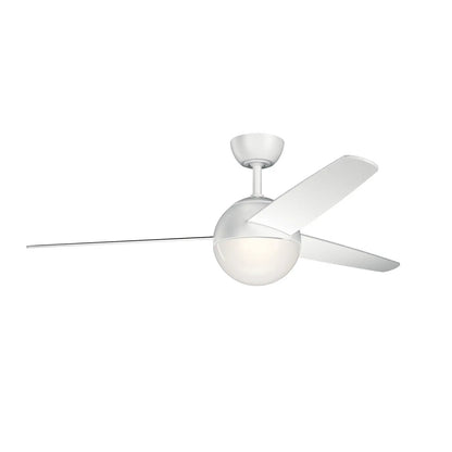 Kichler Bisc 300710MWH Ceiling Fan with LED Light Protruding Mount 3 Blades 17W Matte White Finish