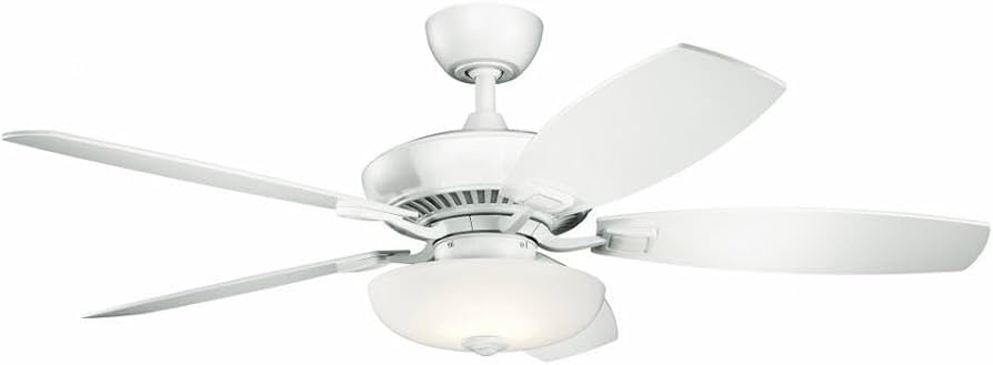 Kichler 330013MWH Canfield Pro 52" 5 Blade LED Indoor Ceiling Fan Matte White & White Walnut With Cased Opal Light Dimmable