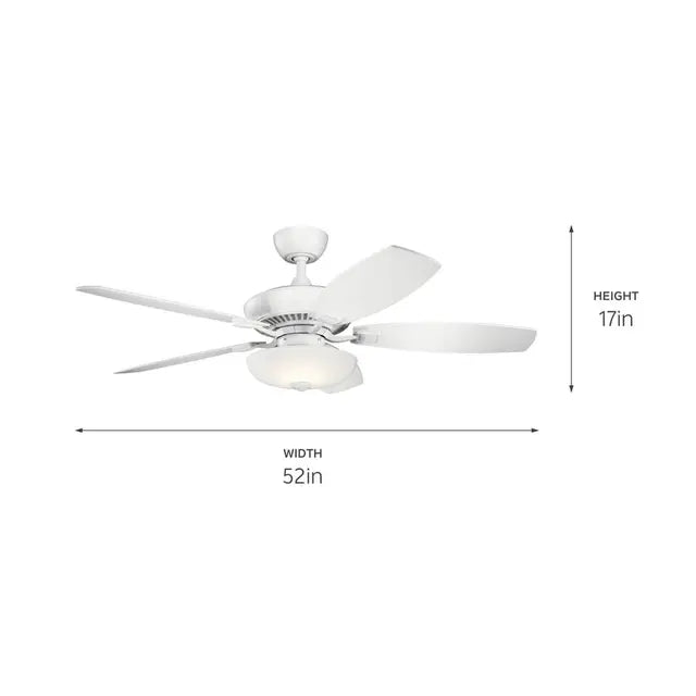 Kichler 330013MWH Canfield Pro 52" 5 Blade LED Indoor Ceiling Fan Matte White & White Walnut With Cased Opal Light Dimmable