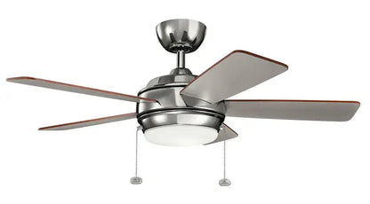 Kichler 330171PN Starkk 42" Indoor Ceiling Fan 5 Blades Nickel & Silver Finish Etched Opal LED Light Kit