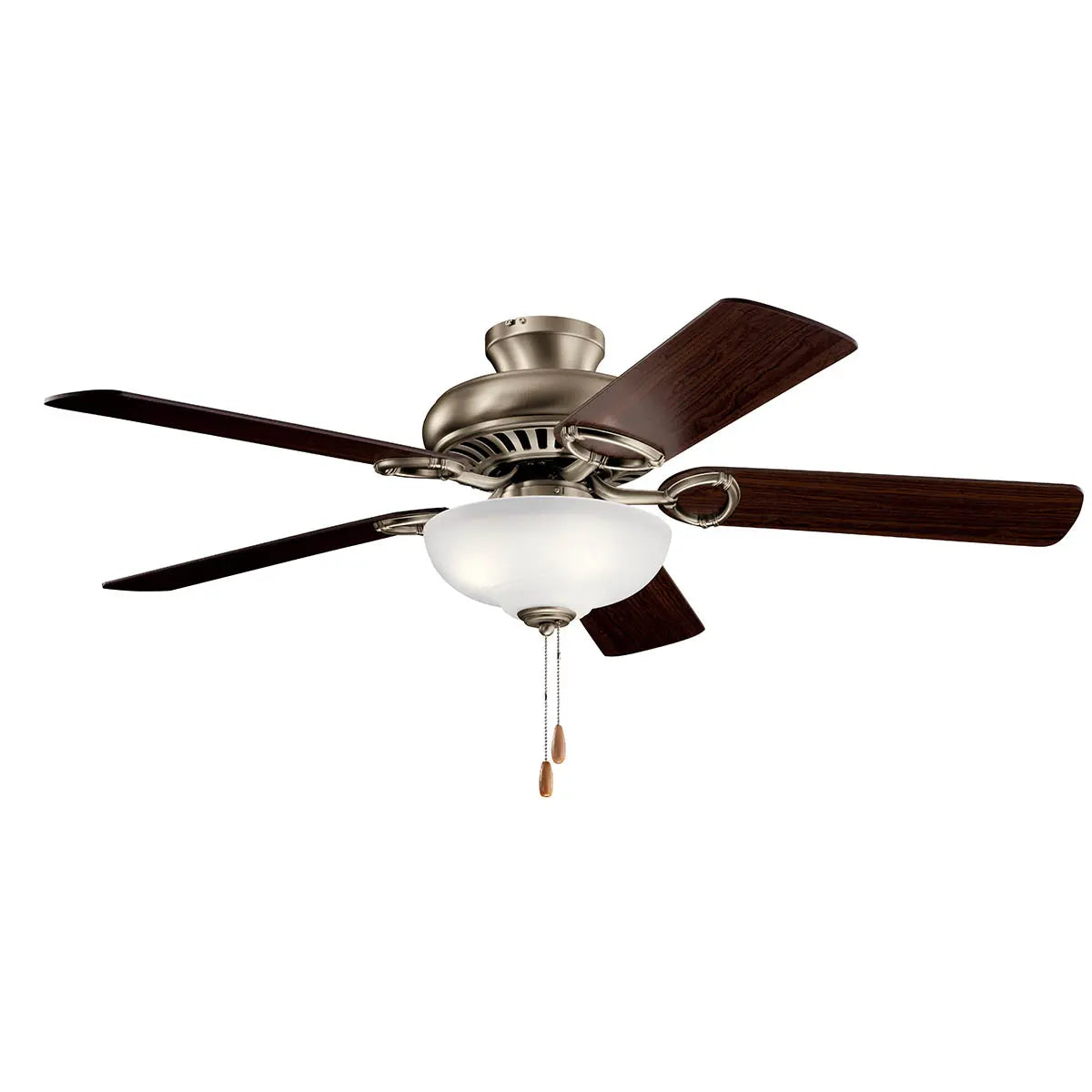 Kichler 339501AP Sutter Place 52" Indoor Ceiling Fan 5 Blades Antique Pewter & Cherry Finsih Satin Etched LED Light Kit