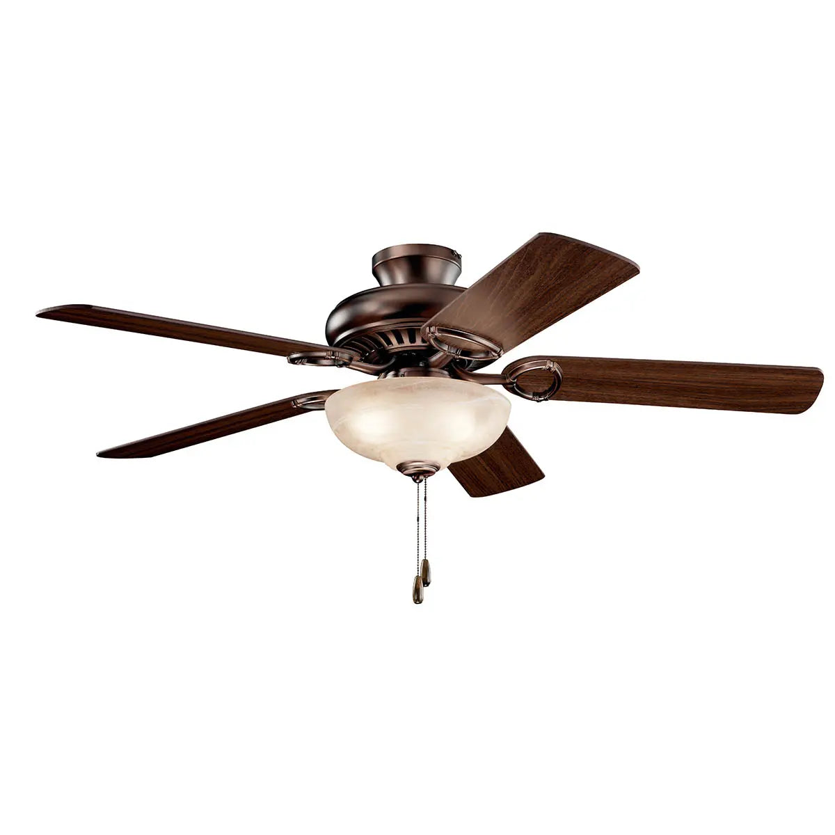 Kichler 339501OBB Sutter Place 52" Indoor Ceiling Fan 5 Blades Oil Brushed Bronze & Cherry / Walnut Finish Satin Etched LED Light Dimmable