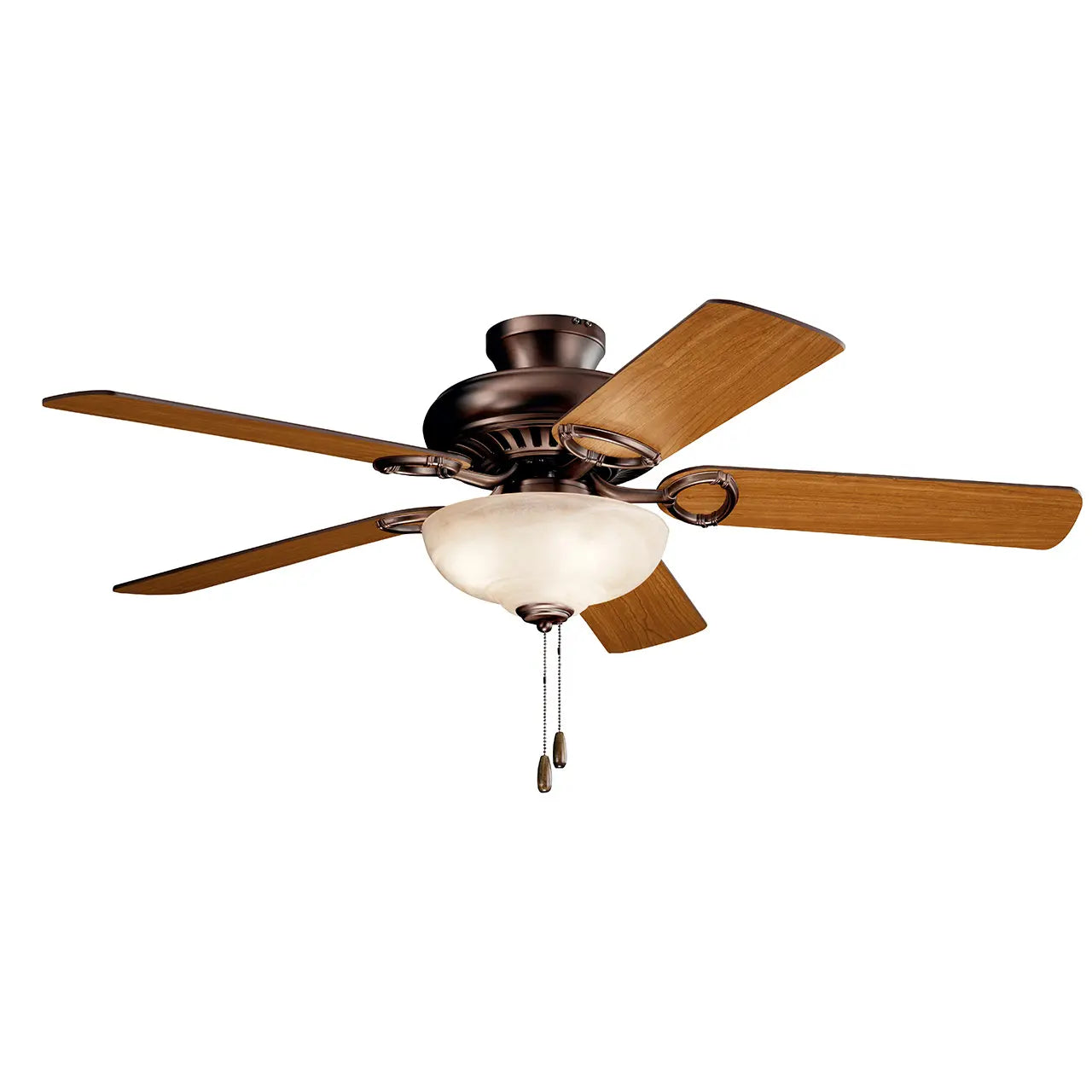 Kichler 339501OBB Sutter Place 52" Indoor Ceiling Fan 5 Blades Oil Brushed Bronze & Cherry / Walnut Finish Satin Etched LED Light Dimmable