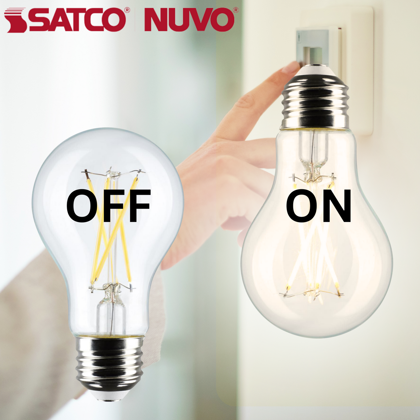 Satco S12463 - 8 Watt A19 LED; Clear; 3000K; Medium Base; 120 Volt