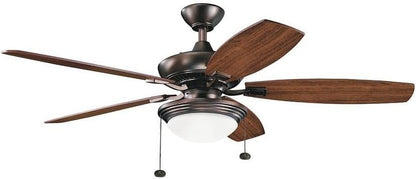 Kichler 300026OBB Canfield Select 52" 5 Blade LED Indoor Ceiling Fan Oil Brushed Bronze & Cherry/Walnut With Cased Opal Light Dimmable