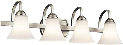 KICHLER ‎45514NI Keiran 30" 4 Light Vanity Light with Satin Etched White Glass in Brushed Nickel Dimmable (1 Pack)