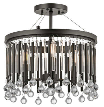 Kichler 43723ESP Piper 6 Light Chandelier Round Pendant Espresso Finish & Glass Accents Dimmable (1 Pack)