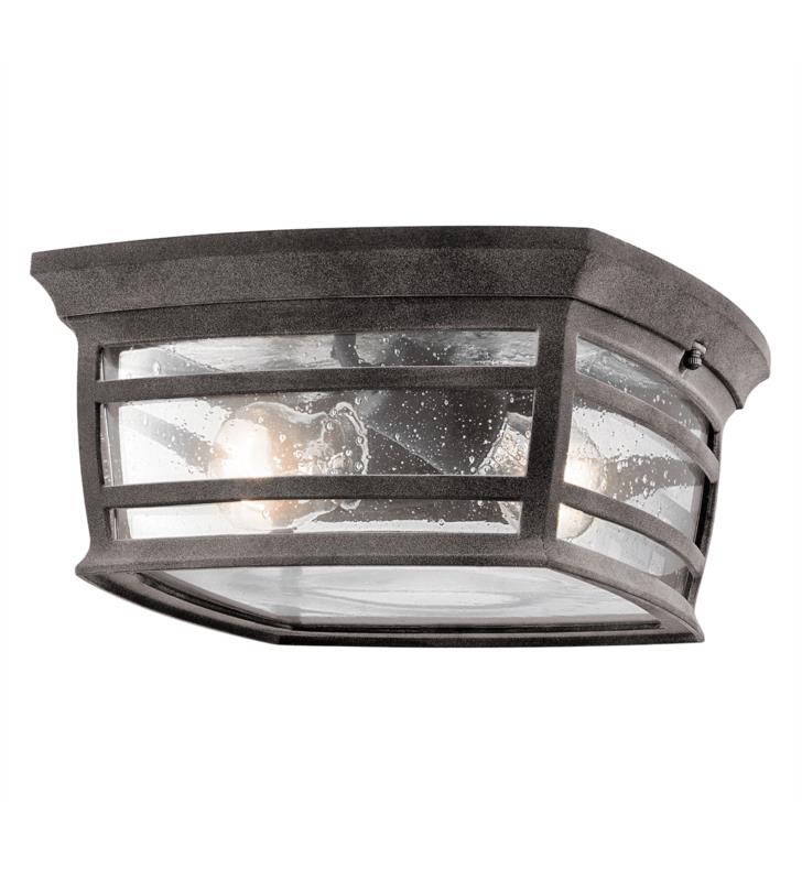 Kichler 49277WZC - Wiscombe Park 2 Light Weathered Zinc Outdoor Flush Mount Ceiling Light