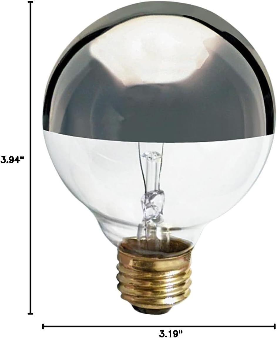 Satco S3862 G25 Globe Incandescent 60W Silver Crown Light Bulb 2700K E26 Medium Base (6 Pack)