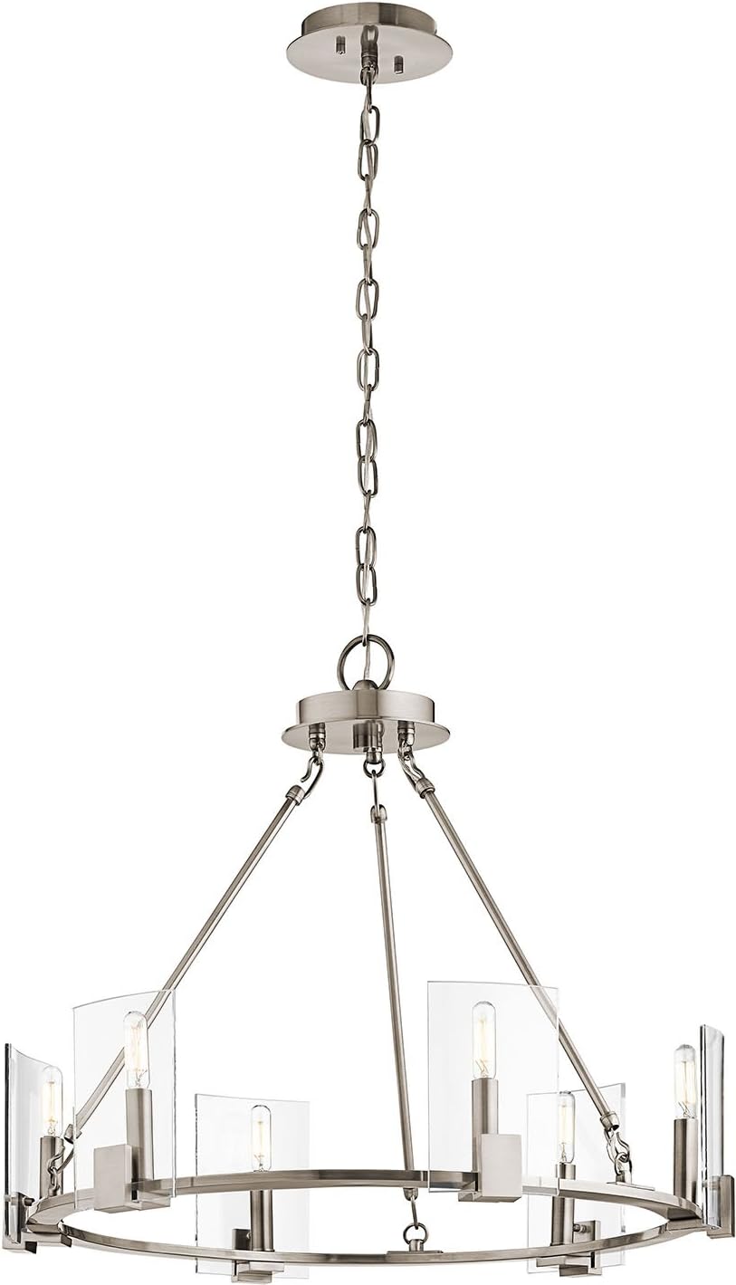 Kichler 43701CLP - Signata 6 Light 26" Wide Chandelier with Glass Shades - Classic Pewter Finish