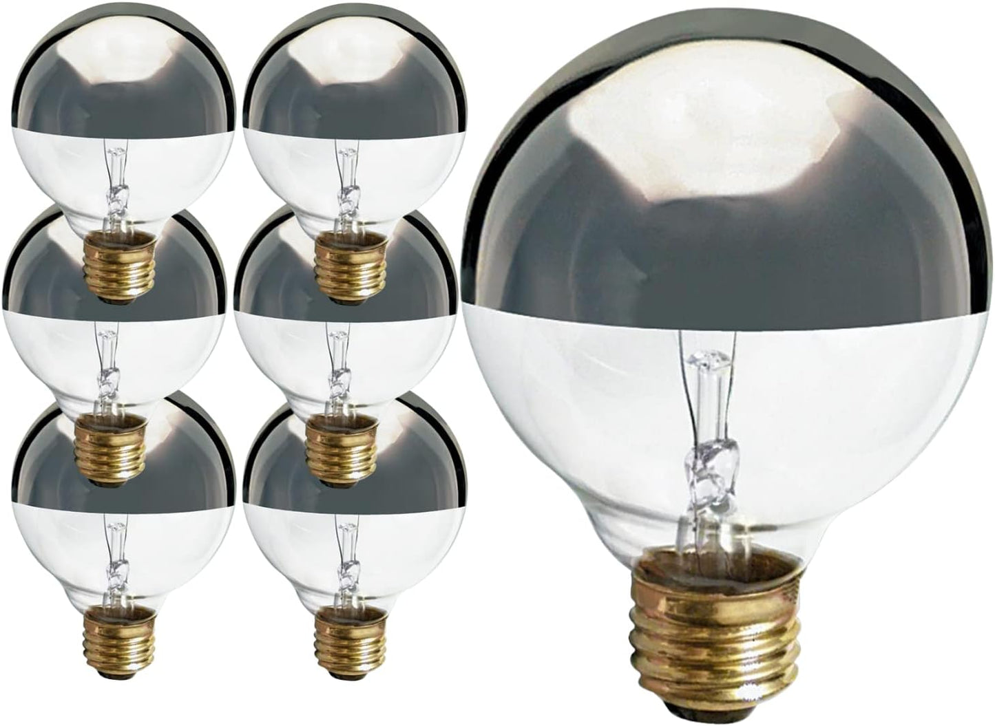 Satco S3862 G25 Globe Incandescent 60W Silver Crown Light Bulb 2700K E26 Medium Base (6 Pack)