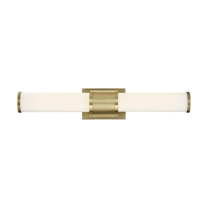 Satco 62-1602 2-Light Brushed Brass Vanity Lights with Shades & Integrated LED Corded Electric Dimmable (1 Pack)