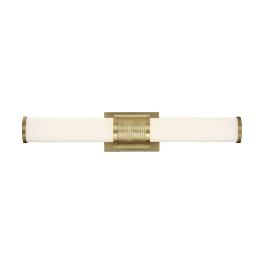 Satco 62-1602 2-Light Brushed Brass Vanity Lights with Shades & Integrated LED Corded Electric Dimmable (1 Pack)