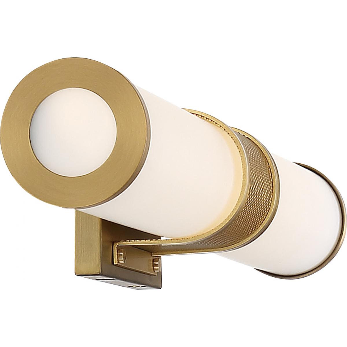 Satco 62-1602 2-Light Brushed Brass Vanity Lights with Shades & Integrated LED Corded Electric Dimmable (1 Pack)