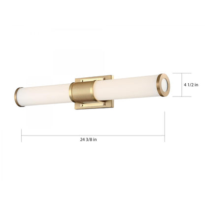 Satco 62-1602 2-Light Brushed Brass Vanity Lights with Shades & Integrated LED Corded Electric Dimmable (1 Pack)