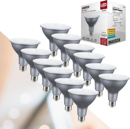 SATCO S32250 21W 120V PAR38 High Lumen Reflector LED Light Bulb CCT Select Dimmable CA Compliant (12 Pack)