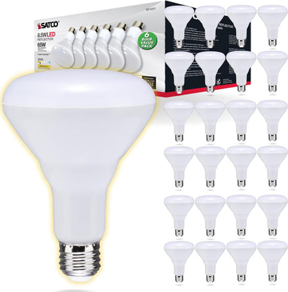 Satco S11471 - 8.5 Watt; BR30 LED; 3000K; 80 CRI; Medium Base; 120 Volts; Dimmable; 6 pack