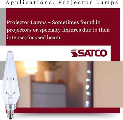 Satco S12140 Prismatic HX11 LED Light Bulb 2W 120V 2700K E12 Candelabra Base (24 Light Bulbs)