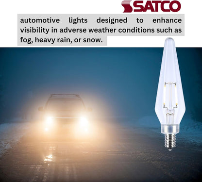 Satco S12140 Prismatic HX11 LED Light Bulb 2W 120V 2700K E12 Candelabra Base (24 Light Bulbs)