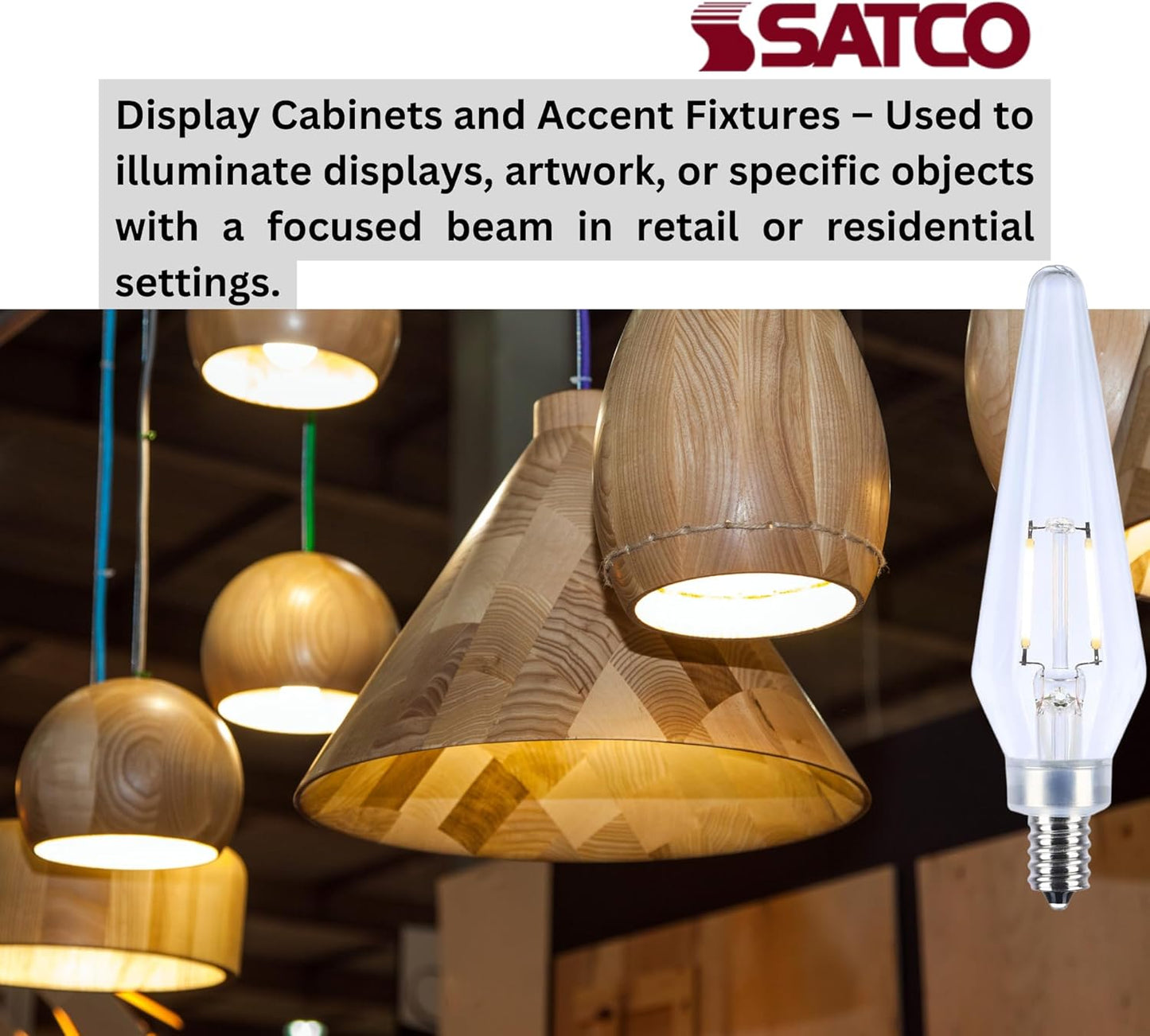 Satco S12140 Prismatic HX11 LED Light Bulb 2W 120V 2700K E12 Candelabra Base (24 Light Bulbs)