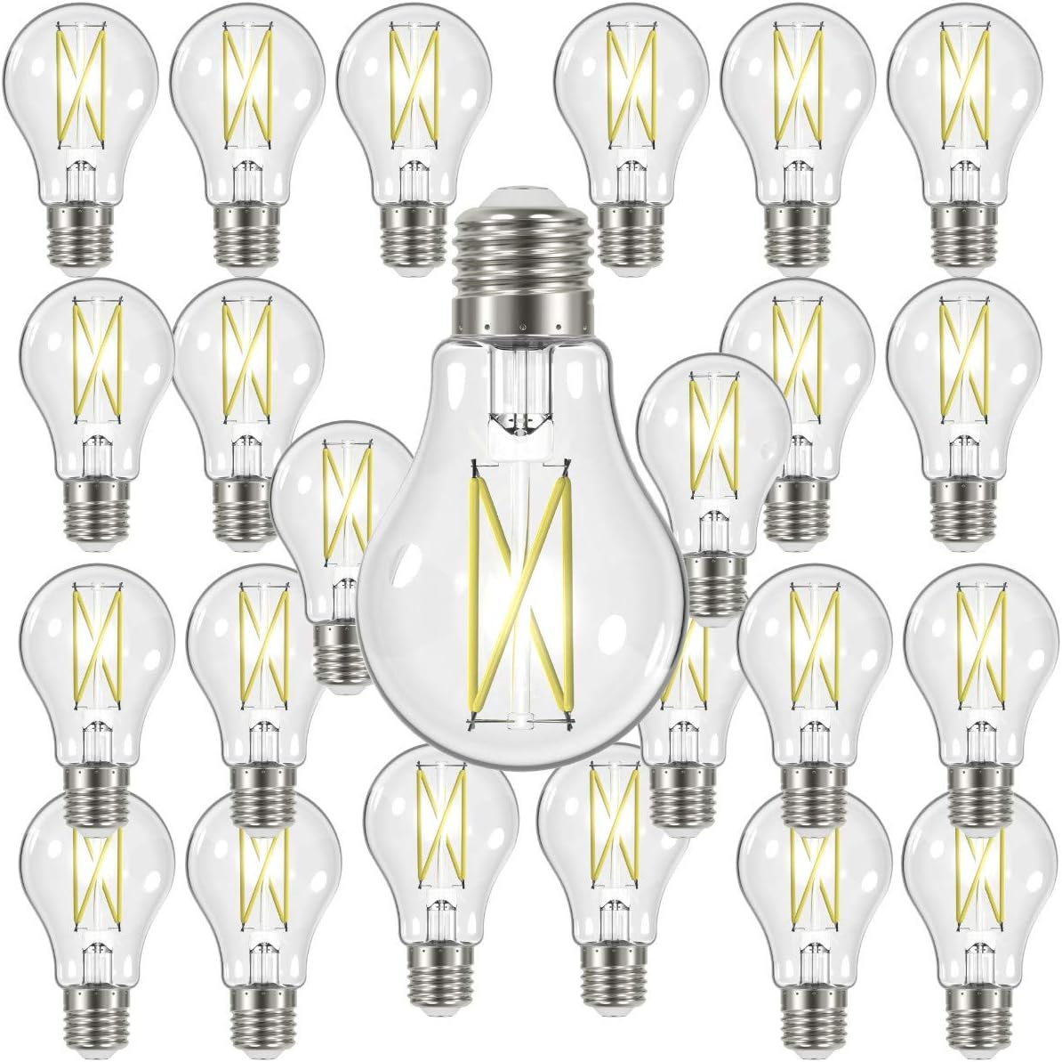 SATCO S12414 High Lumen 8W 120V A19 LED Bulbs E26 Medium Base 2700K Dimmable (24 Pack)