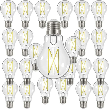 SATCO S12414 High Lumen 8W 120V A19 LED Bulbs E26 Medium Base 2700K Dimmable (24 Pack)