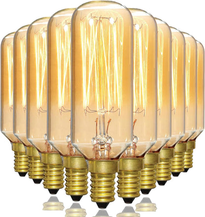 SATCO S2420 40W 120V T9 Incandescent Light Bulb Clear Gold Vintage E12 Candelabra Base (6 Pack)