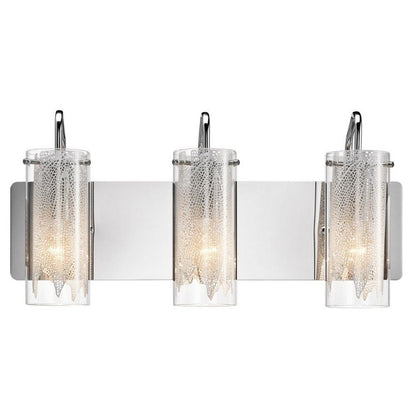 Elan 83070 Krysalis Incandescent 3 Light Bath Vanity Chrome Finish Clear Glass White Metal Filigree Dimmable (1 Pack)