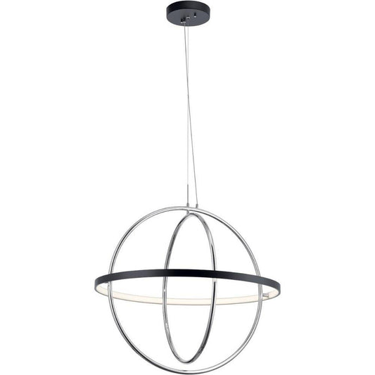 Elan 84162 Arvo LED 1 Light 32" Wide Large Globe Orb Chandelier Black & Polished Nickel Integrated LED Dimmable (1 Pack)