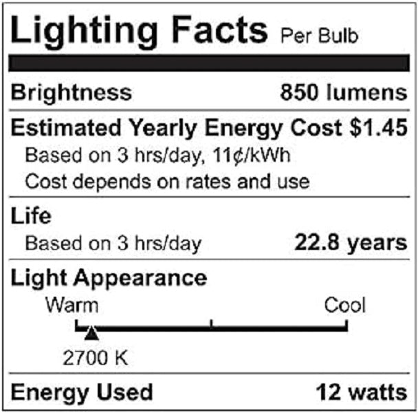 Emery Allen EA-E26-8.5W-001-279F-D Mini LED Light Bulb 8.5W 120V 2700K 850L E26 Medium Base Dimmable (1 Pack)