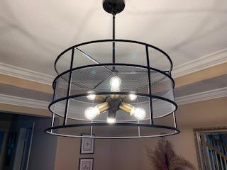 Kichler 43596BK Piston Incandescent 6 Light Foyer Pendant 18" Black Caged Finish Sloped Ceiling Compatible (1 Pack)