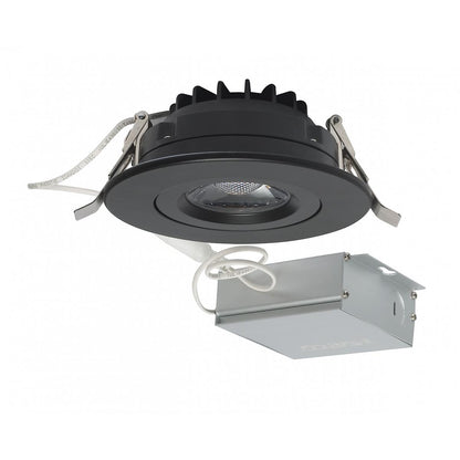 Satco S11619 - 12 watt LED Direct Wire Downlight; Gimbaled; 4 inch; 3000K; 120 volt; Dimmable; Round; Remote Driver; Black