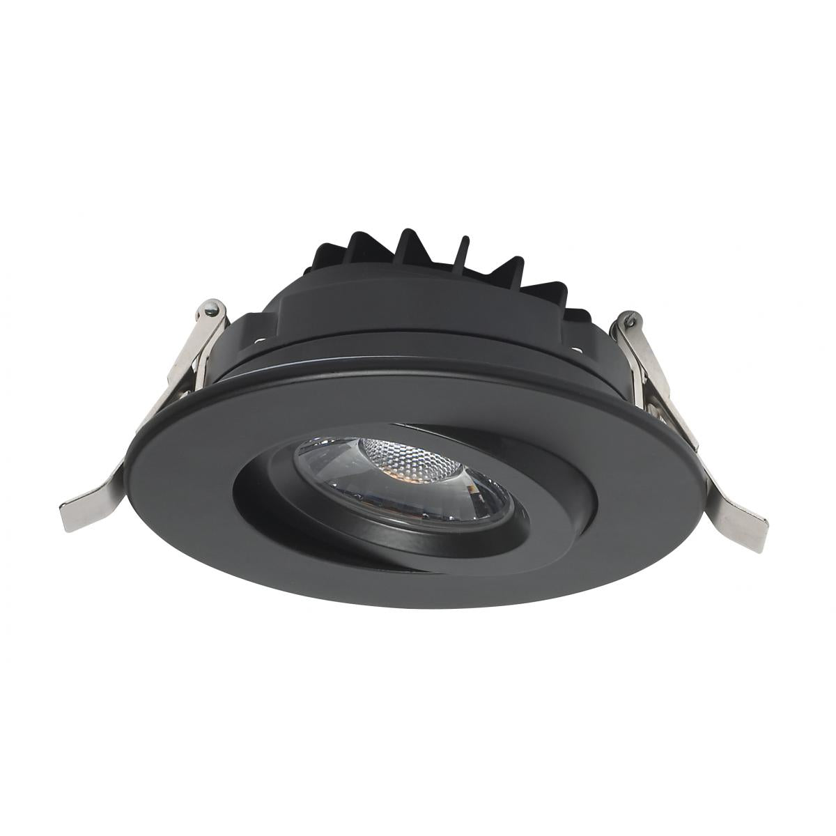 Satco S11619 - 12 watt LED Direct Wire Downlight; Gimbaled; 4 inch; 3000K; 120 volt; Dimmable; Round; Remote Driver; Black