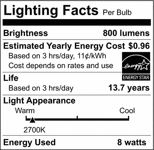 SATCO S12414 High Lumen 8W 120V A19 LED Bulbs E26 Medium Base 2700K Dimmable (24 Pack)