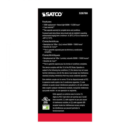 Satco S28788 - 15.5 Watt; A19 LED; 5000K; Medium base; 220 deg. Beam Angle;120 Volt