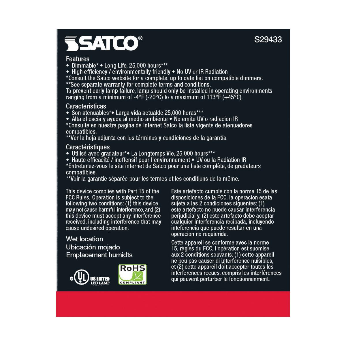 Satco S29433 - 12.5 Watt; PAR30LN LED; 4000K; 40 deg. Beam Angle; Medium base; 120 Volt