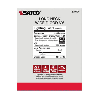 Satco S29436 - 12.5 Watt PAR30LN LED bulb - 3000K; 60 deg. Beam Angle; Medium base; 120 Volt