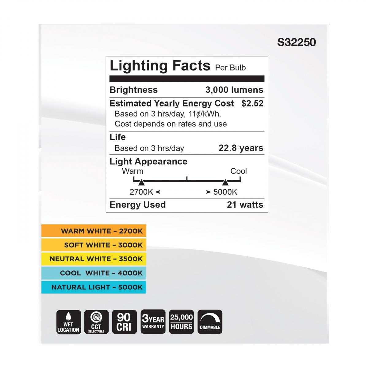 SATCO S32250 21W 120V PAR38 High Lumen Reflector LED Light Bulb CCT Select Dimmable CA Compliant (2 Pack)