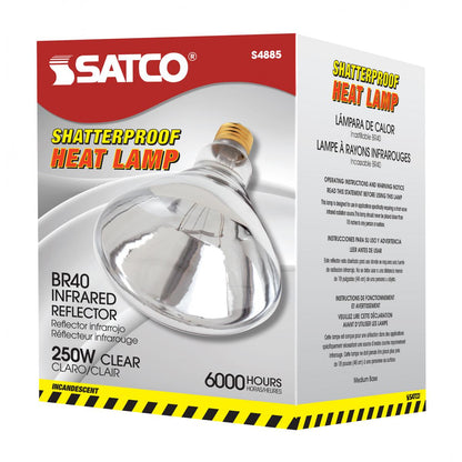 SATCO S4885 Incandescent Dimmable HEAT Lamp R40 120V 250 Watt Clear Heat E26 Medium Base Shatter Proof (12 Pack)