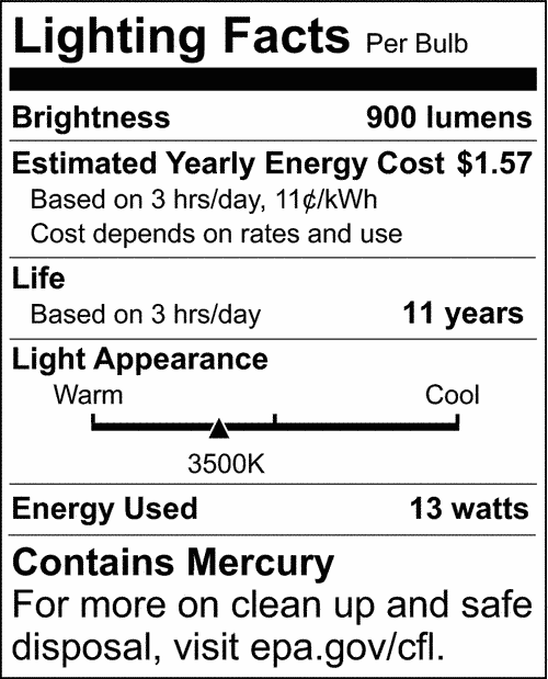 Satco S6238 Mini Spiral Compact Fluorescent CFL 13W 120V 3500K 900L E26 Medium Base (4 Light Bulbs)