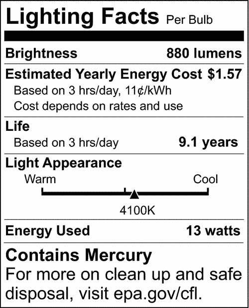 Satco S8208 Mini Spiral Compact Fluorescent CFL Light Bulbs 13W 120V 4100K 880L GU24 Base (6 Pack)