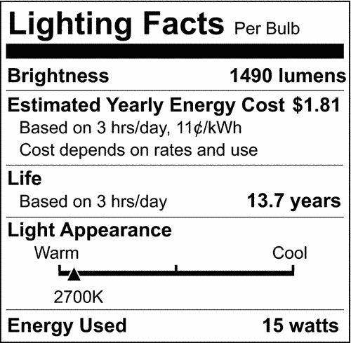 Satco S8566 - 15.5 Watt; A19 LED; 2700K; Medium base; 120 Volt; 4-pack