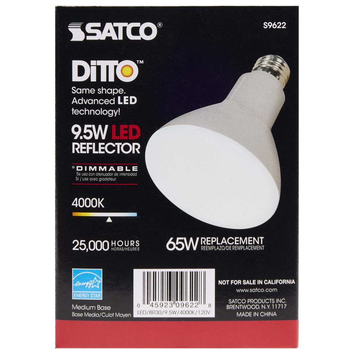 SATCO S9622 - 9.5 Watt BR30 LED Bulbs - 4000K (6 Pack)