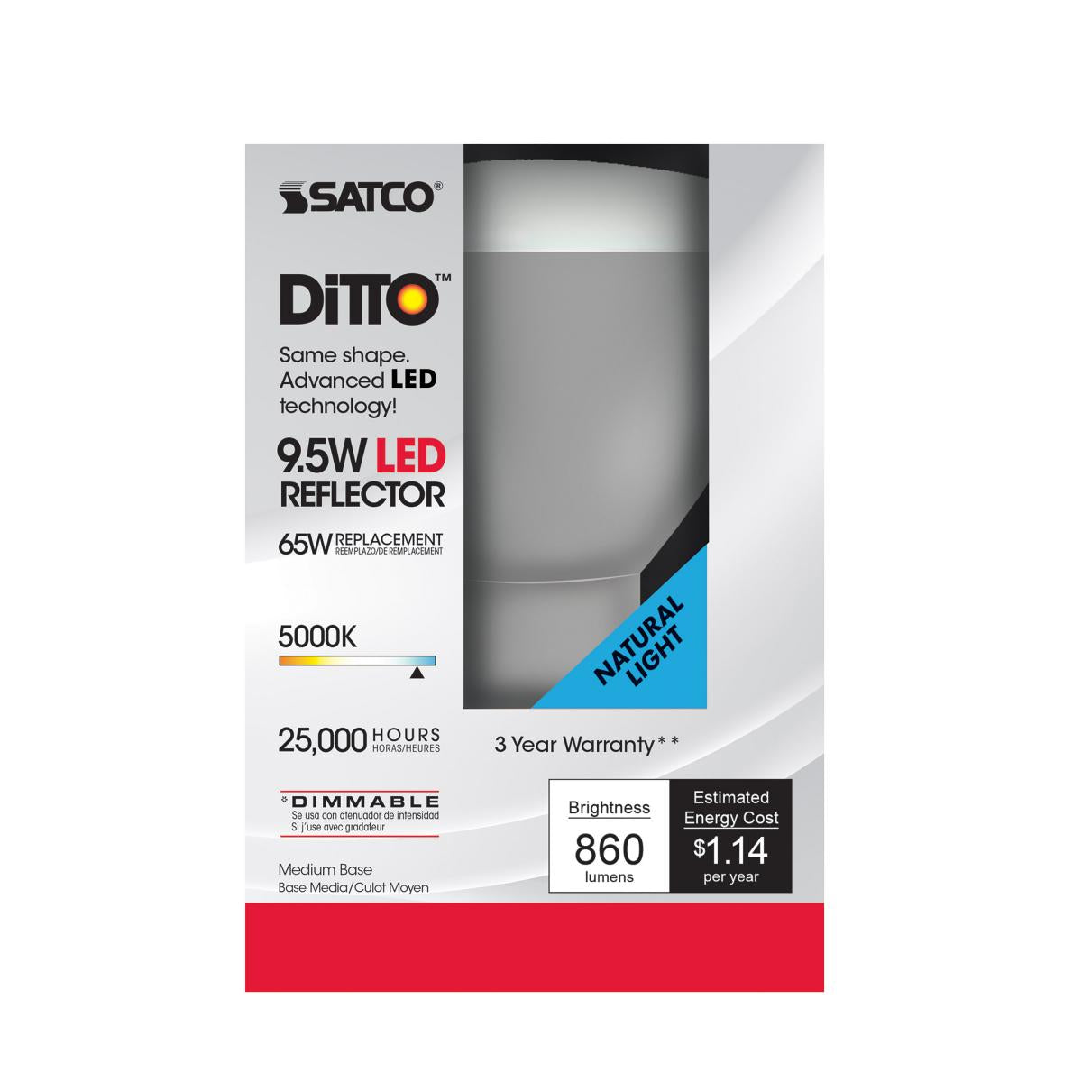 Satco S9623 - 9.5 Watt; BR30 LED Bulb; 105 deg. Beam Angle; 5000K; Medium base; 120 Volt; Dimmable (12 Pack)