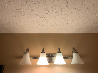 KICHLER ‎45514NI Keiran 30" 4 Light Vanity Light with Satin Etched White Glass in Brushed Nickel Dimmable (1 Pack)