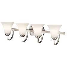 KICHLER ‎45514NI Keiran 30" 4 Light Vanity Light with Satin Etched White Glass in Brushed Nickel Dimmable (1 Pack)