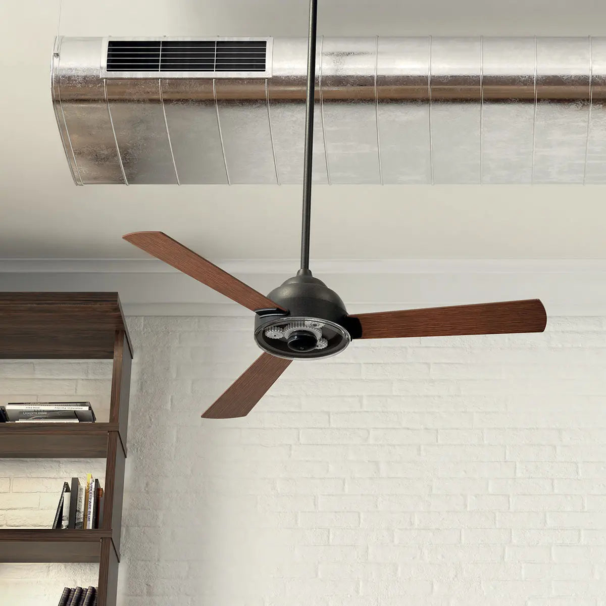 Kichler 300253DBK Pinion 60" Indoor Ceiling Fan 3 Blades Distressed Black & Auburn Finish