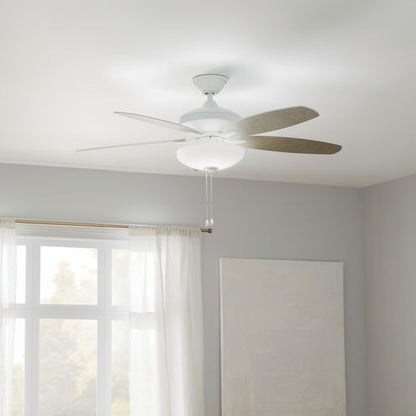 Kichler 330013MWH Canfield Pro 52" 5 Blade LED Indoor Ceiling Fan Matte White & White Walnut With Cased Opal Light Dimmable