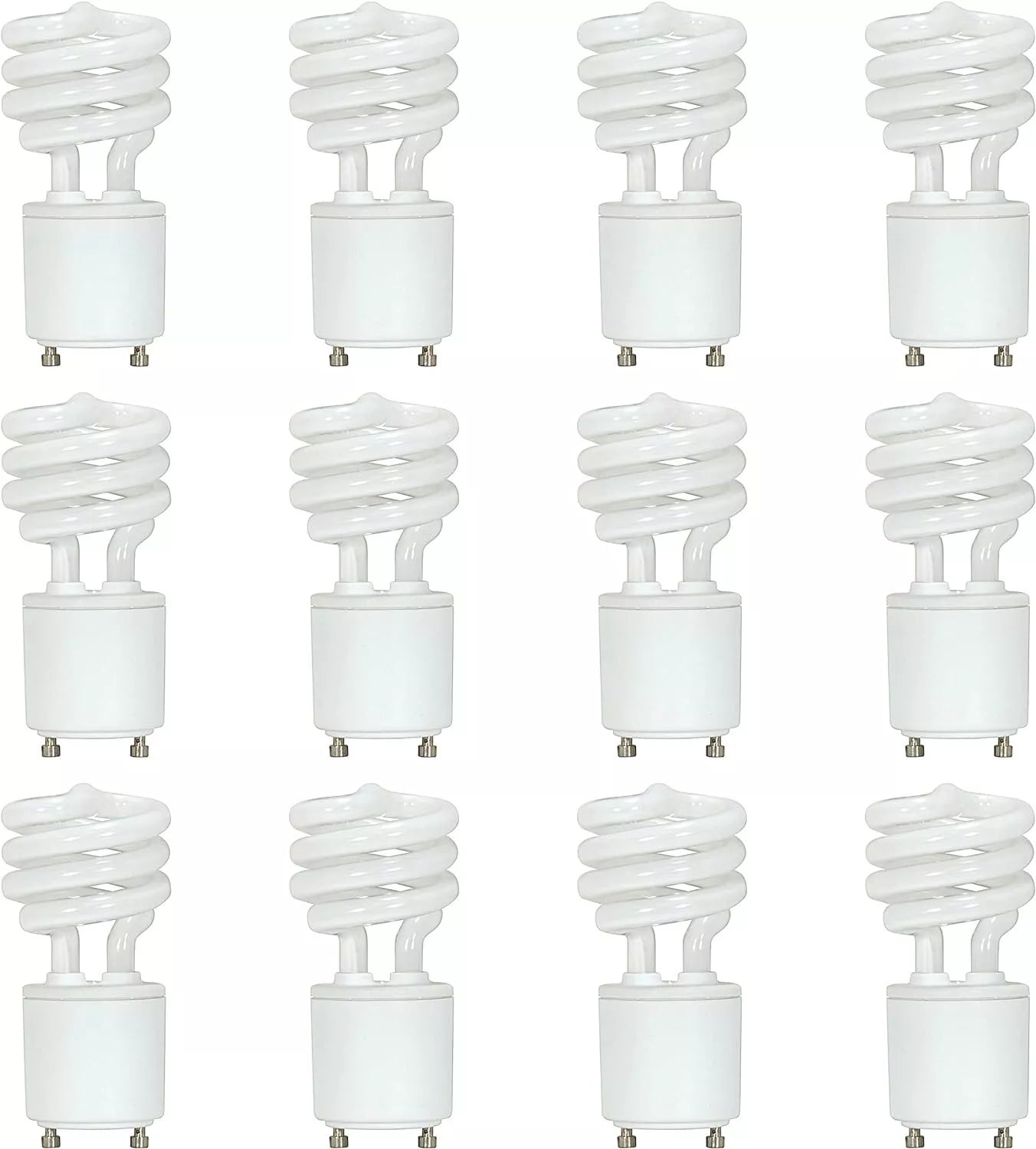 Satco S8203 Mini Spiral Compact Fluorescent CFL 13W 120V 2700K 800L GU24 Bi-Pin Base (12 Pack)